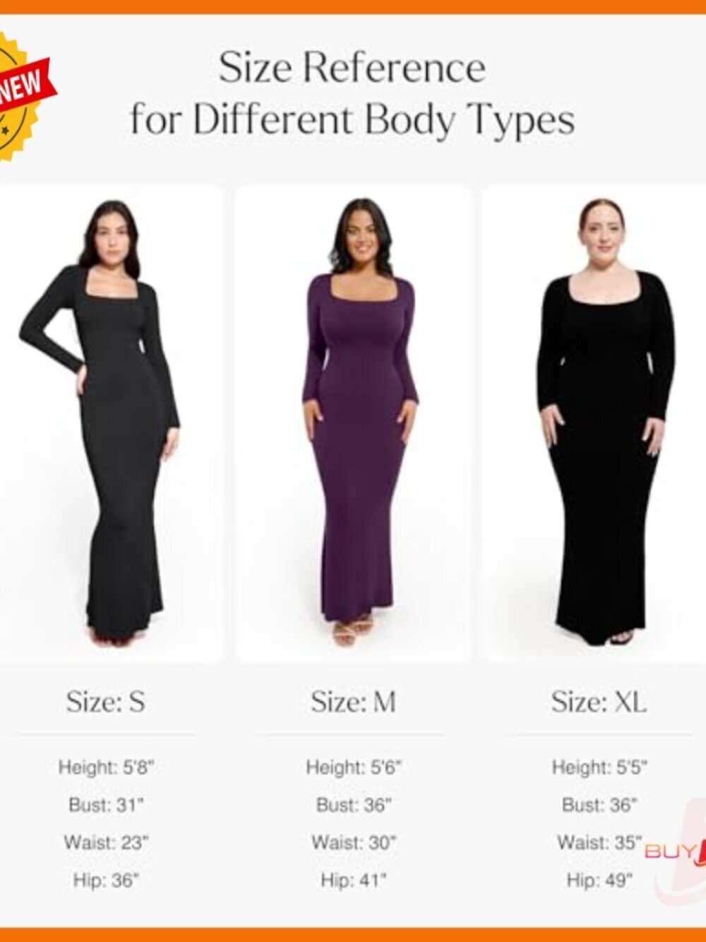 Long Sleeve Maxi Dress with Built-in Shapewear Bra, Square Neck Bodycon - Picture 6 of 7